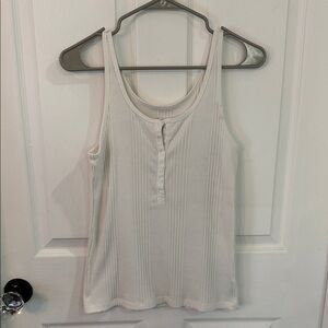 a new day White Ribbed Henley Tank Top
